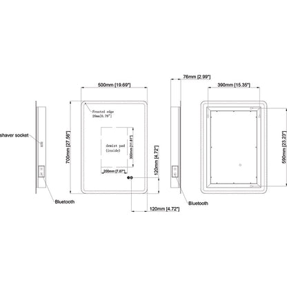 Tailored Bathrooms Willow Slimline LED Touch Mirror w. Demist, Bluetooth & Shaver Point (1 size) - Brand New Bathrooms