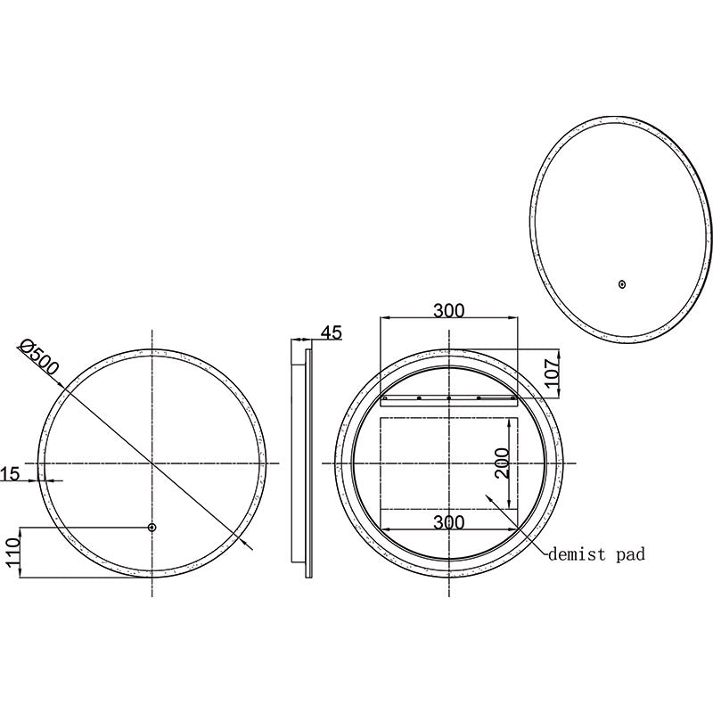 Tailored Bathrooms Lily Slimline LED Round Touch Mirror w. Demist & Colour Change (3 sizes) - Brand New Bathrooms