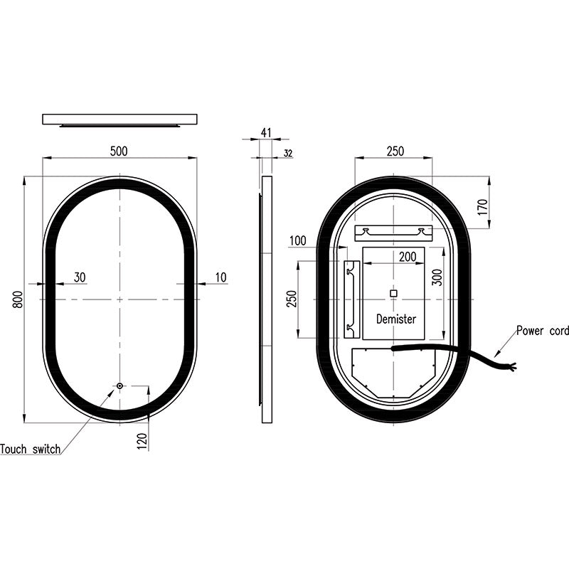 Tailored Bathrooms Martha LED Touch Mirror w. Demist (1 size, 2 colours) - Brand New Bathrooms