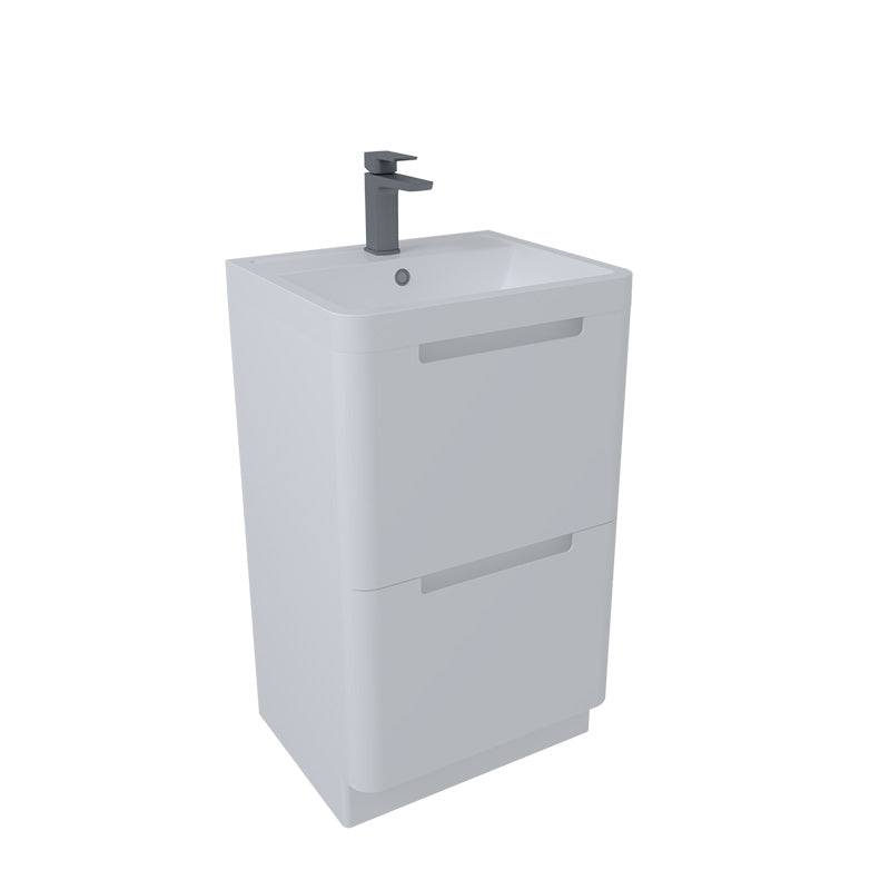 Tailored Bathrooms Monza Floor Standing Vanity Unit & Polymarble Basin (2 sizes, White) - Brand New Bathrooms