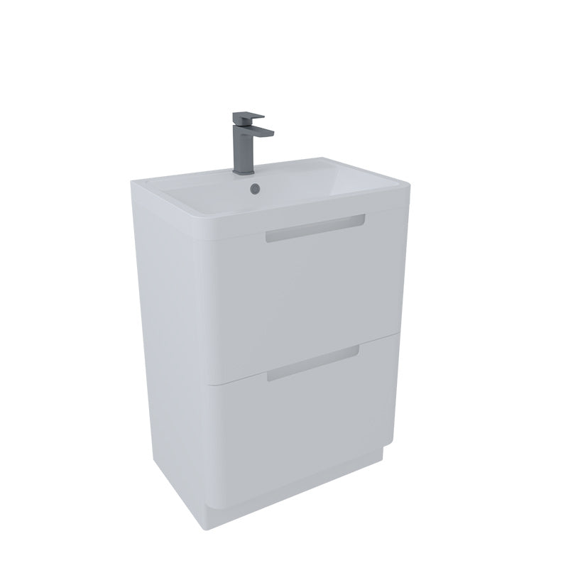 Tailored Bathrooms Monza Floor Standing Vanity Unit & Polymarble Basin (2 sizes, White) - Brand New Bathrooms