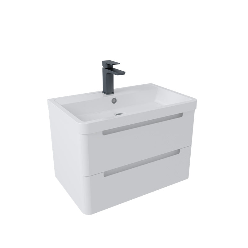 Tailored Bathrooms Monza Wall Hung Vanity Unit & Polymarble Basin (2 sizes, White) - Brand New Bathrooms