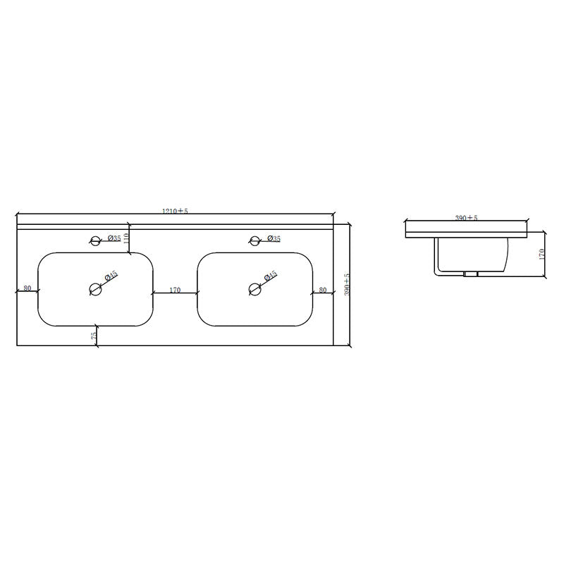 Tailored Bathrooms Turin Twin Ceramic Basin (1 size, White) - Brand New Bathrooms