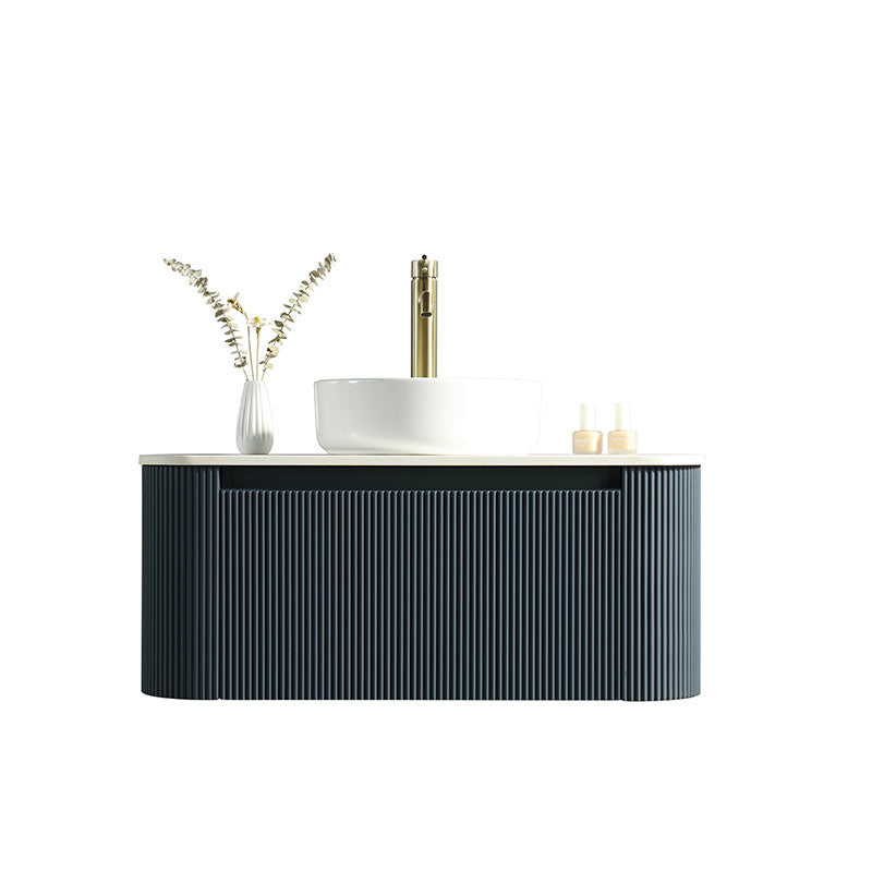 Tailored Bathrooms Flauto Wall Hung Curve Corner Vanity w. Sintered Stone Counter Top (1 size, 3 colours) - Brand New Bathrooms