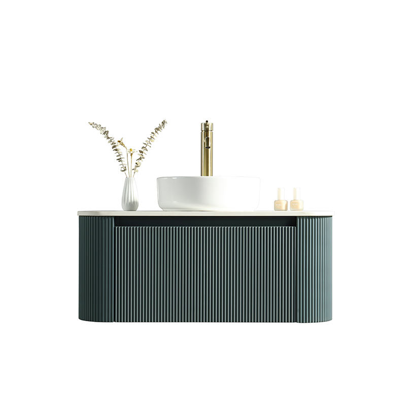 Tailored Bathrooms Flauto Wall Hung Curve Corner Vanity w. Sintered Stone Counter Top (1 size, 3 colours) - Brand New Bathrooms