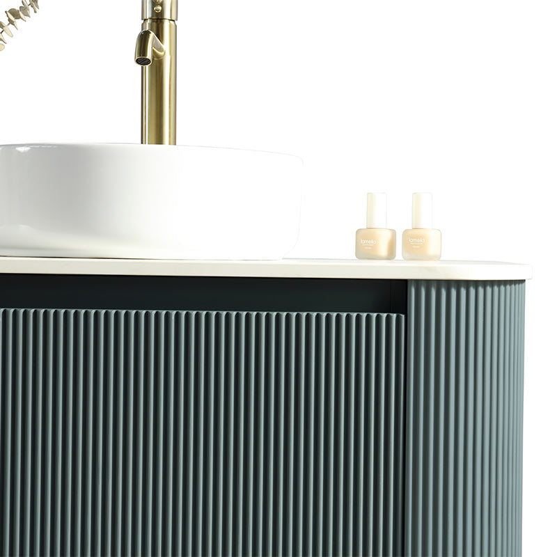 Tailored Bathrooms Flauto Wall Hung Curve Corner Vanity w. Sintered Stone Counter Top (1 size, 3 colours) - Brand New Bathrooms