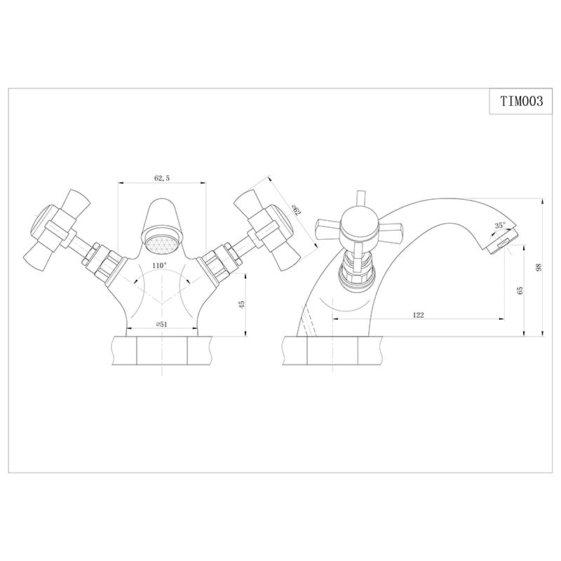 Tailored Bathrooms Tenby Cross Traditional Cross Basin Mixer including Waste (1 size, Chrome) - Brand New Bathrooms