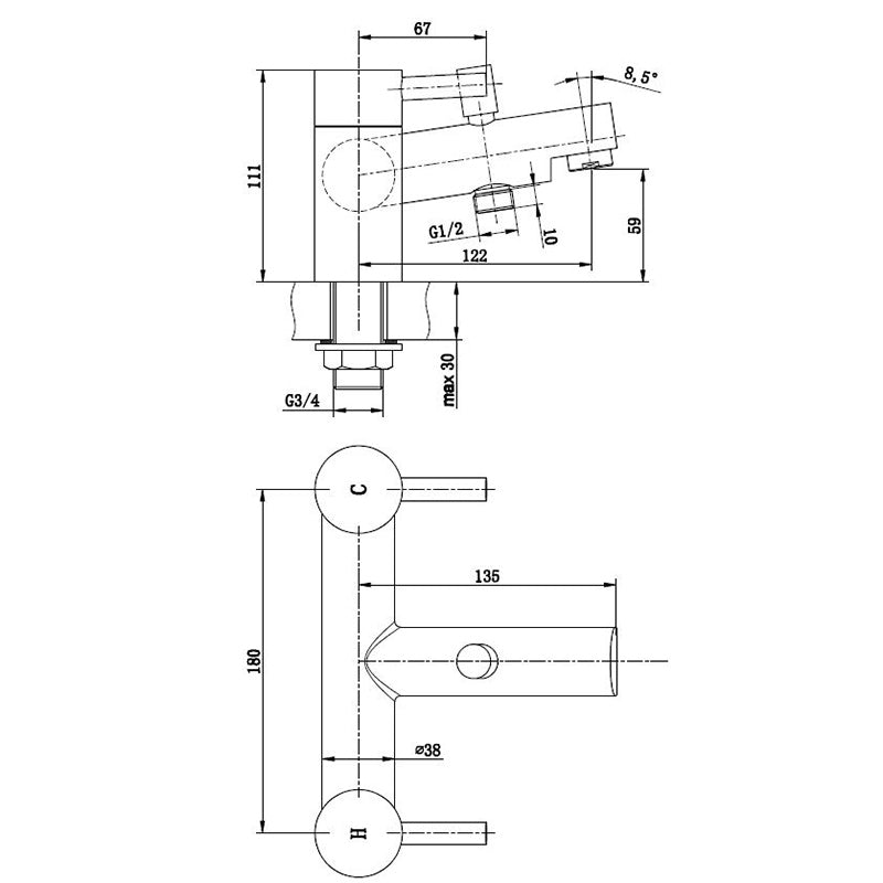 Tailored Bathrooms Harlech Bath & Shower Mixer (Chrome) - Brand New Bathrooms