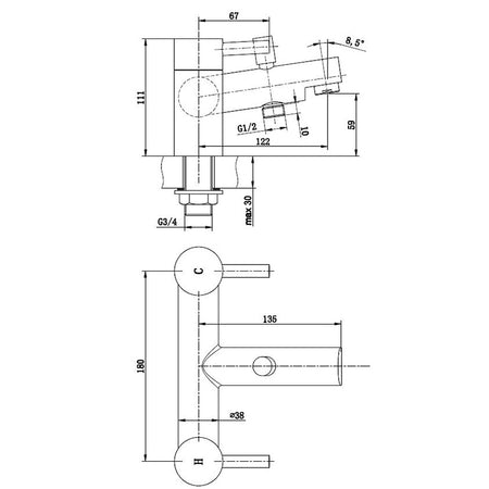 Tailored Bathrooms Harlech Bath & Shower Mixer (Chrome) - Brand New Bathrooms