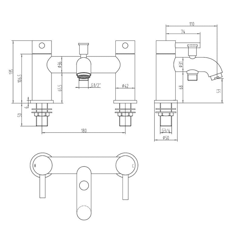Tailored Bathrooms Chepstow Bath & Shower Mixer (Brushed Brass) - Brand New Bathrooms