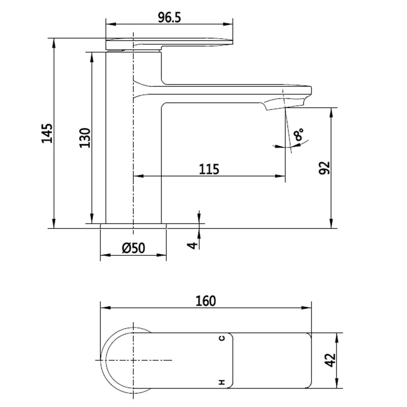 Tailored Bathrooms Risca Mono Mixer Tap & Waste (1 size, 3 colours) - Brand New Bathrooms