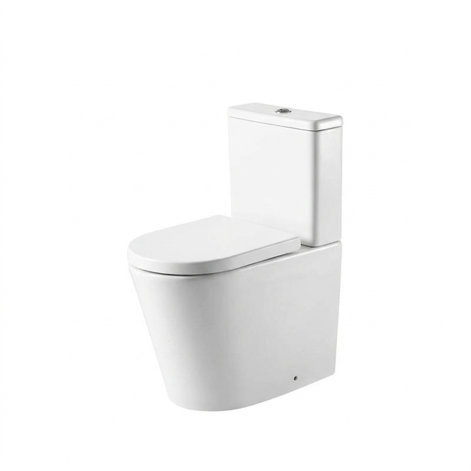 Tailored Bathrooms Ferrara Rimless Comfort Height D Shape Toilet Pan, Cistern, Seat & Fittings (1 size, White)