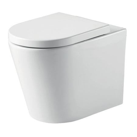 Tailored Bathrooms Ferrara Plus Rimless Back to Wall D Shape Toilet Pan, Seat & Fittings (1 size, White) - Brand New Bathrooms