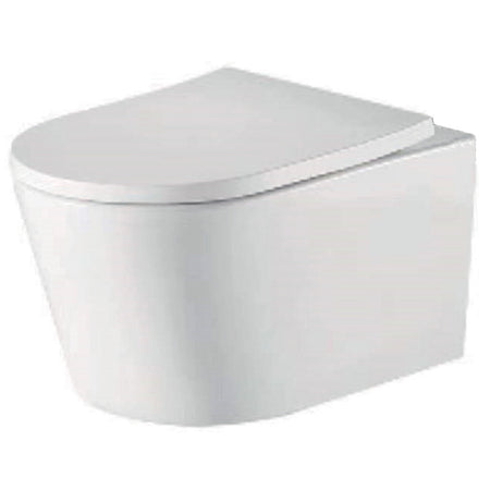 Tailored Bathrooms Ferrara Plus Wall Hung Rimless Back to Wall D Shape Toilet Pan, Seat & Fittings (1 size, White) - Brand New Bathrooms