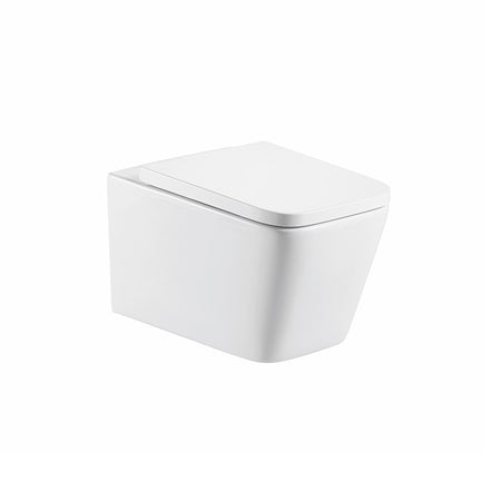 Tailored Bathrooms Milan Rimless Wall Hung Square Toilet Pan, Seat & Wall Fixings (1 size, White) - Brand New Bathrooms