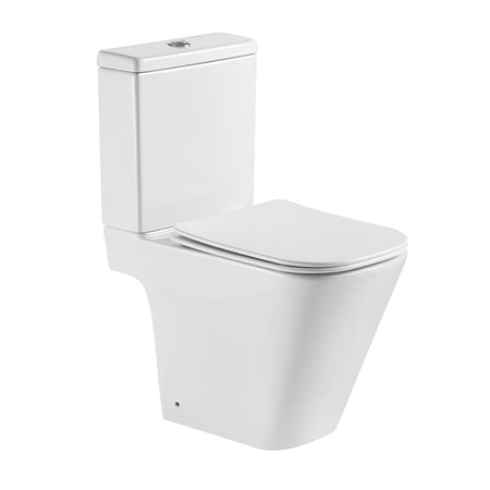 Tailored Bathrooms Milan Rimless Close Coupled Square Open Back Toilet Pan, Seat & Cistern (1 size, White) - Brand New Bathrooms