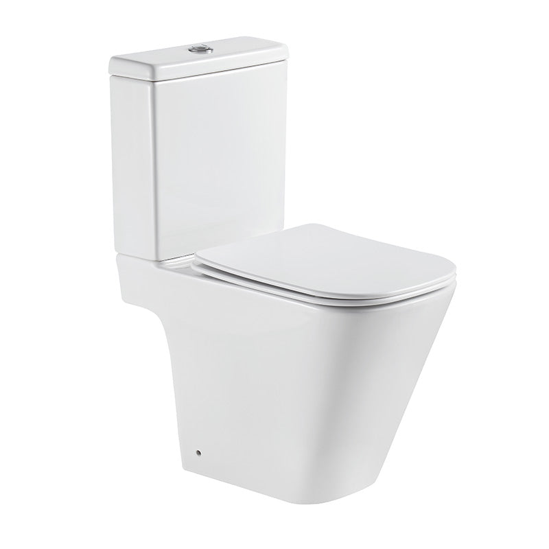 Tailored Bathrooms Milan Rimless Close Coupled Square Open Back Toilet Pan, Seat & Cistern (1 size, White) - Brand New Bathrooms