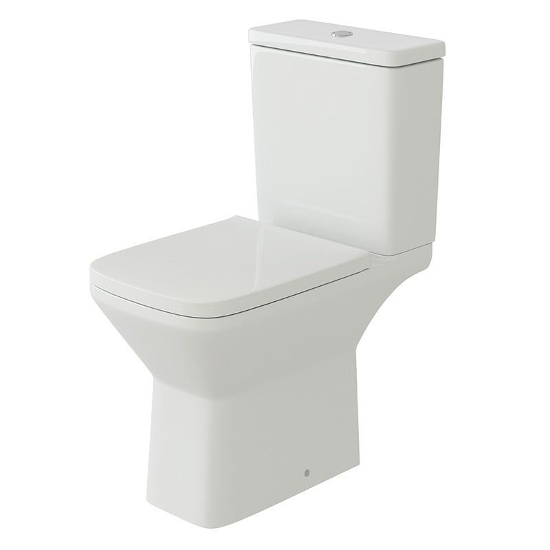 Tailored Bathrooms Square Rimless Close Coupled Toilet Pan & Cistern, WRAS Fittings & Soft Close PP Seat (1 size, White) - Brand New Bathrooms