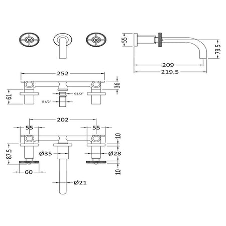 Hudson Reed Revolution Wall Mounted Basin Mixer (1 size, 3 colours) - Brand New Bathrooms