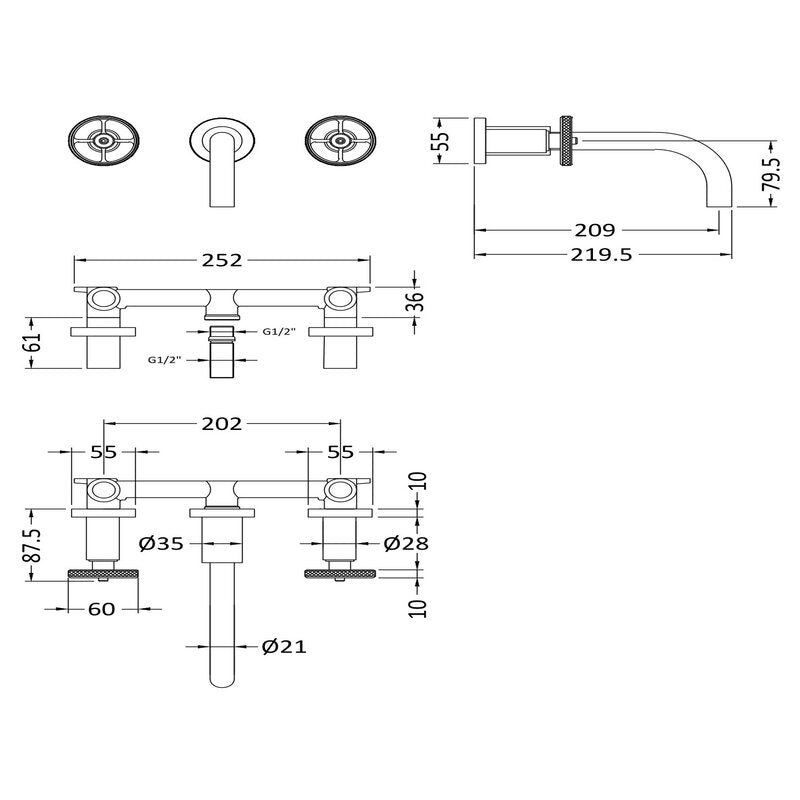 Hudson Reed Revolution Wall Mounted Basin Mixer (1 size, 3 colours) - Brand New Bathrooms