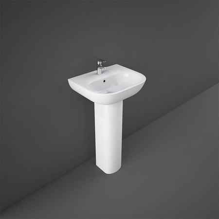 RAK Ceramics Tonique Pedestal Basin with 1 Tap Hole (2 sizes, White) BASIN ONLY - Brand New Bathrooms