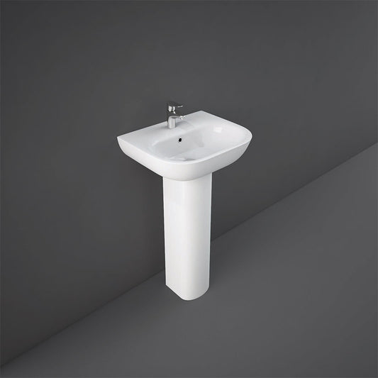 RAK Ceramics Tonique Pedestal Basin with 1 Tap Hole (2 sizes, White) BASIN ONLY - Brand New Bathrooms