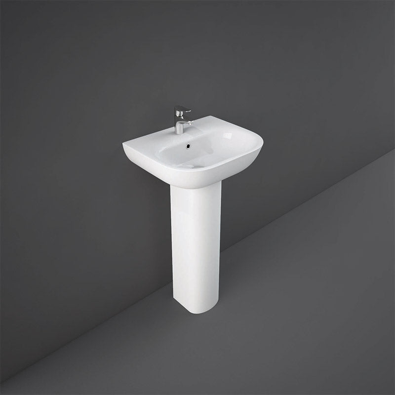 RAK Ceramics Tonique Pedestal Basin with 1 Tap Hole (2 sizes, White) BASIN ONLY - Brand New Bathrooms