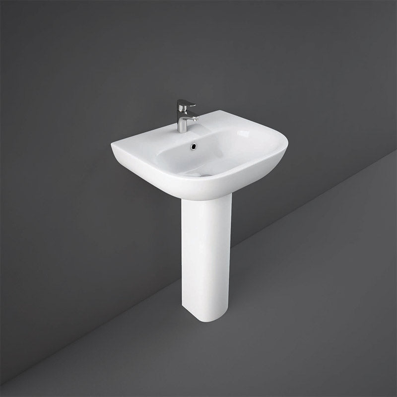 RAK Ceramics Tonique Pedestal Basin with 1 Tap Hole (2 sizes, White) BASIN ONLY - Brand New Bathrooms