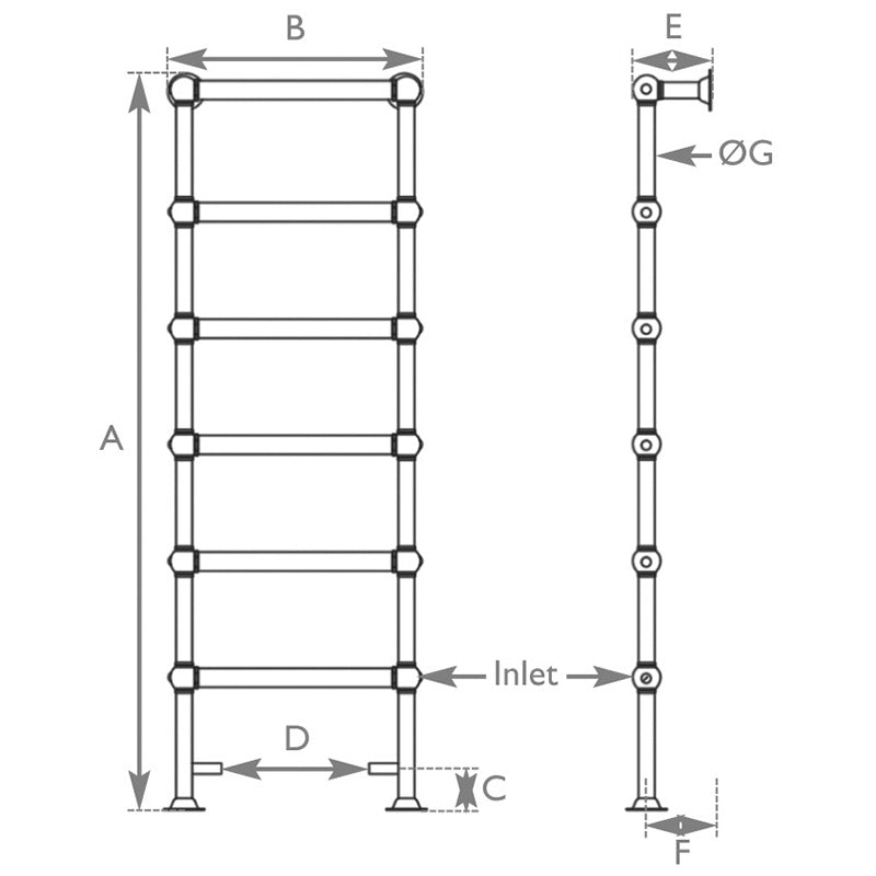 Carron Colossus Steel Towel Rail (1 size, 2 colours) - Brand New Bathrooms