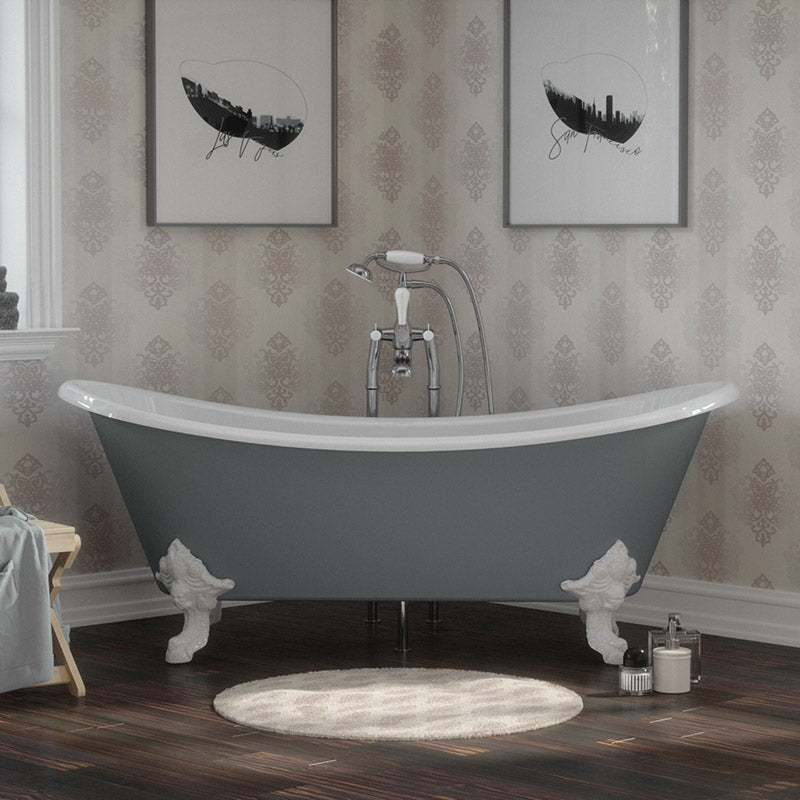 Hurlingham Tebb Double Ended Cast Iron Clawfoot Bathtub (1 size, any colour) - Brand New Bathrooms