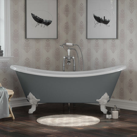 Hurlingham Tebb Double Ended Cast Iron Clawfoot Bathtub (1 size, any colour) - Brand New Bathrooms