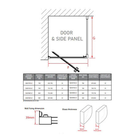 Coram Showers GB5 Pivot Shower Door (4 sizes, Chrome) - Brand New Bathrooms