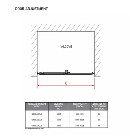 Coram Showers GB5 Sliding Shower Door (3 sizes, Chrome) - Brand New Bathrooms