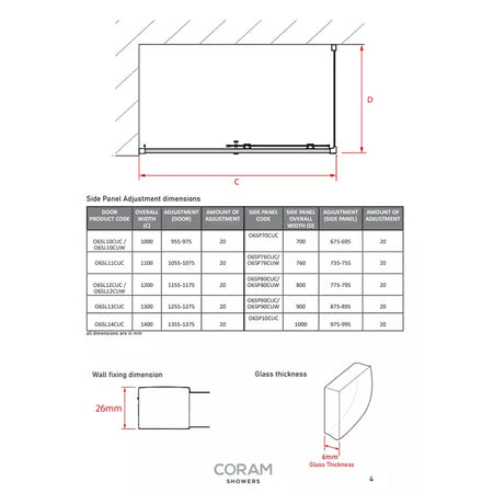 Coram Showers Optima 6 Sliding Shower Door (5 sizes, Chrome) - Brand New Bathrooms