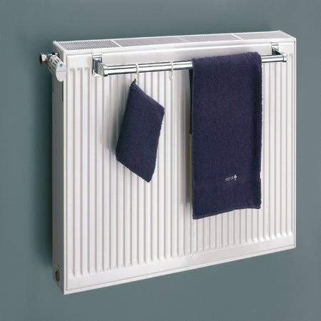 Eucotherm Towel Rail for Double Panel Radiator with a Top Grill (2 colours, 3 sizes) - Brand New Bathrooms
