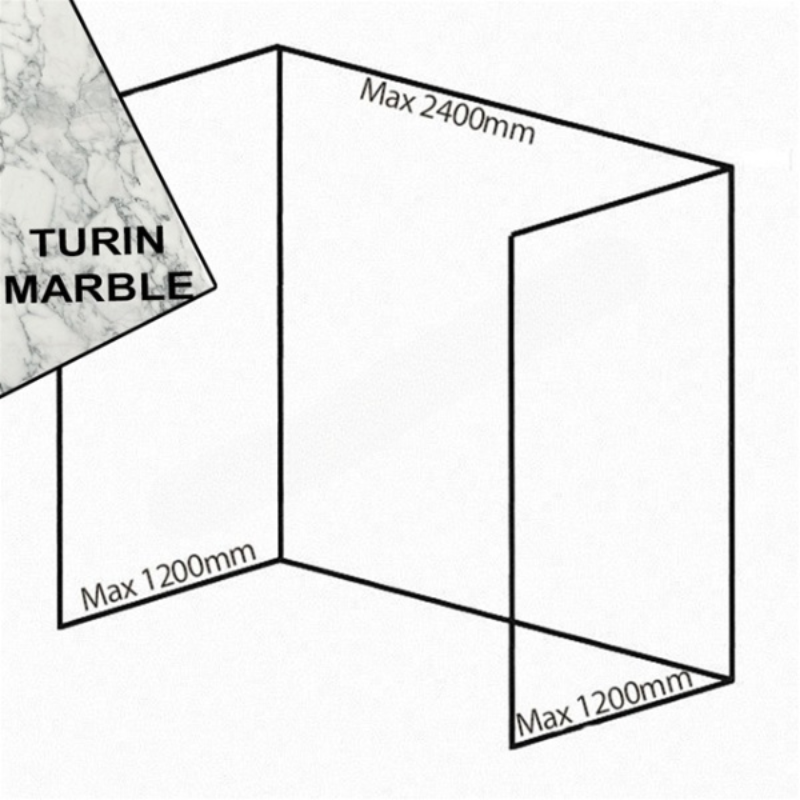 Bushboard Nuance Recess Pack F2 (for Shower Enclosures up to 2400mm) Turin Marble - Brand New Bathrooms