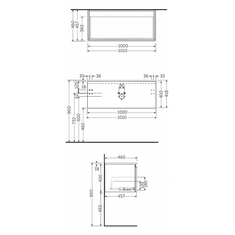 RAK Ceramics Joy Uno 1000mm Wall Hung Vanity Unit (1 size, 5 colours) - Brand New Bathrooms
