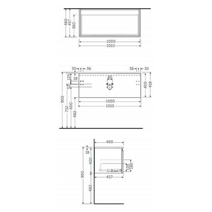 RAK Ceramics Joy Uno 1000mm Wall Hung Vanity Unit (1 size, 5 colours) - Brand New Bathrooms