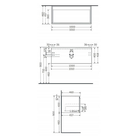 RAK Ceramics Joy Uno 1000mm Wall Hung Vanity Unit (1 size, 5 colours) - Brand New Bathrooms