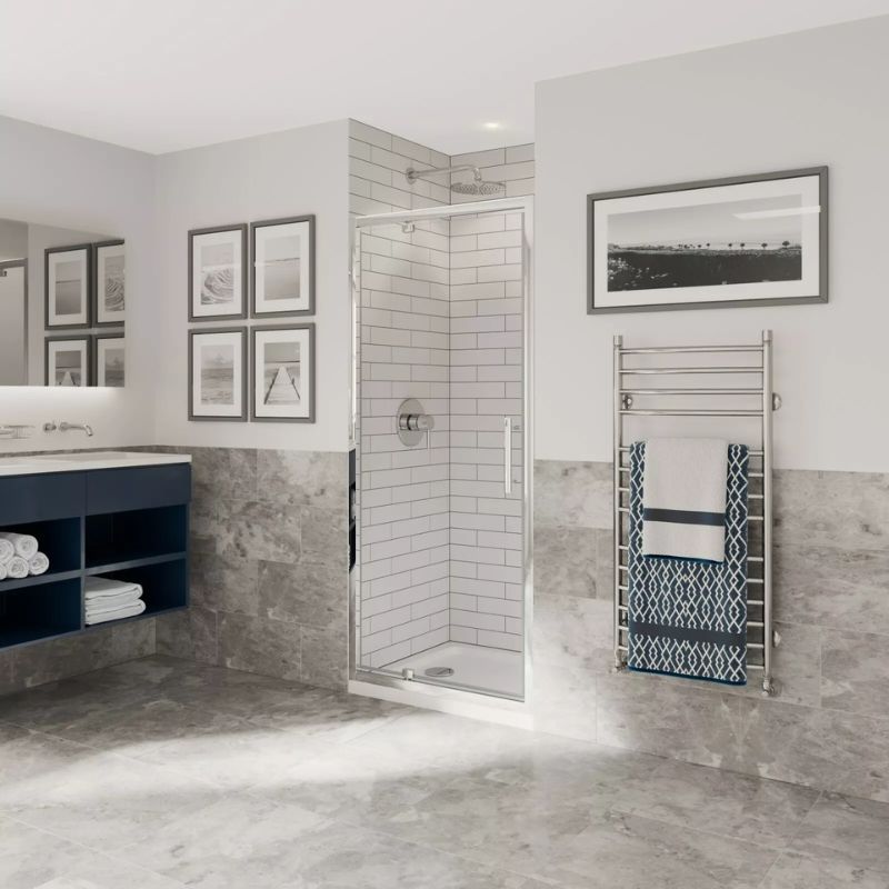 Coram Showers Optima 6 Pivot Shower Door (5 sizes, Chrome) - Brand New Bathrooms