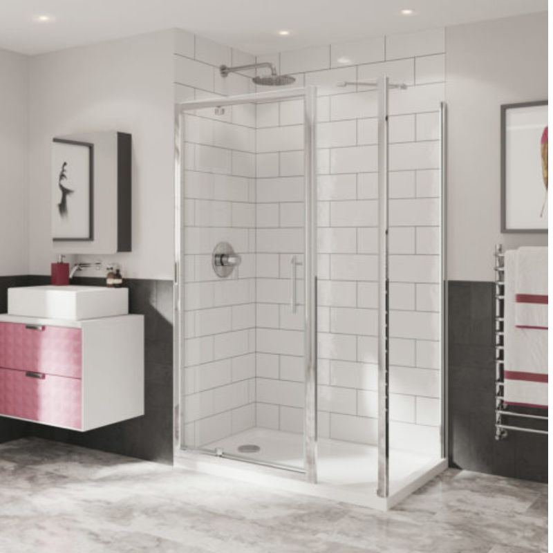 Coram Showers Optima 6 Pivot Shower Door (5 sizes, Chrome) - Brand New Bathrooms
