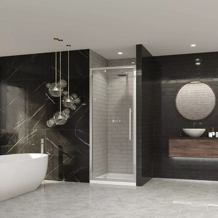 Coram Showers Premier 8 Pivot Shower Door (5 sizes, Chrome) - Brand New Bathrooms