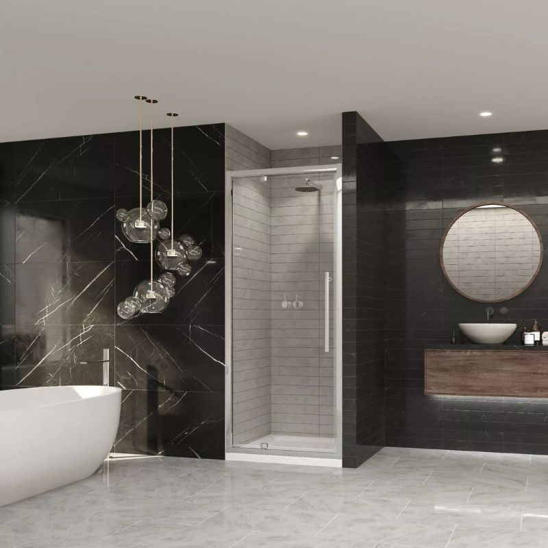 Coram Showers Premier 8 Pivot Shower Door (5 sizes, Chrome) - Brand New Bathrooms