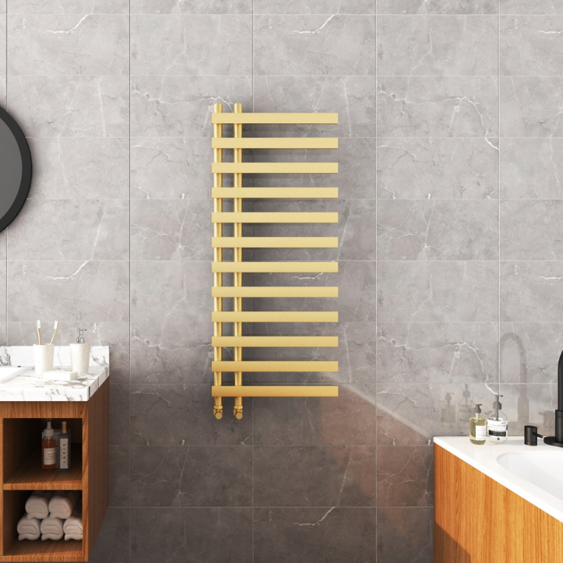 Senator Verona Towel Radiator (2 sizes, Brushed Brass) - Brand New Bathrooms