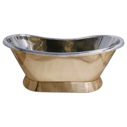 Coppersmith Creations Slanting Base Brass Bathtub (1 size, Nickel Finish Interior, Brass Finish Exterior) - Brand New Bathrooms