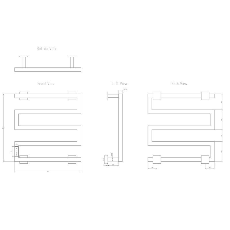Reina Vispa Dry Electric Stainless Steel Towel Radiator (1 size, 4 colours) - Brand New Bathrooms