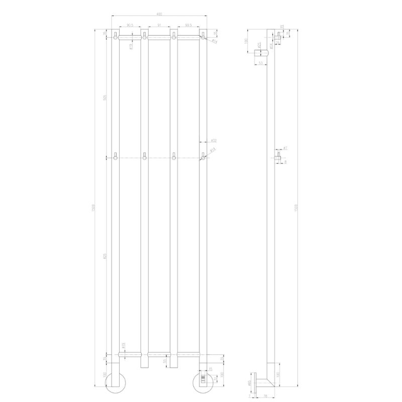 Reina Solara Dry Electric Stainless Steel Towel Radiator (1 size, 4 colours) - Brand New Bathrooms
