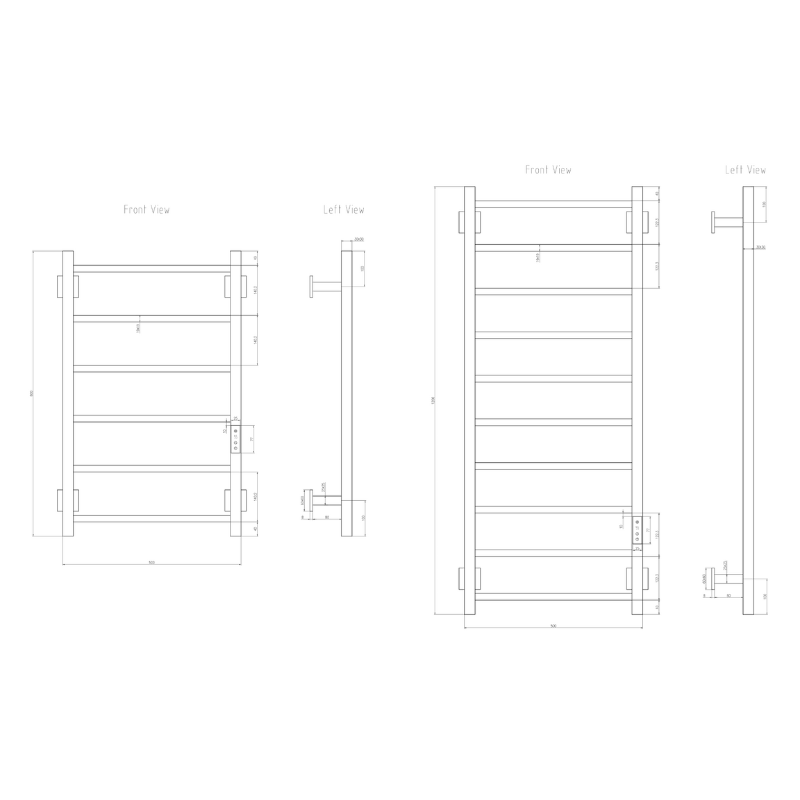 Reina Velino Dry Electric Stainless Steel Towel Radiator (2 sizes, 2 colours) - Brand New Bathrooms