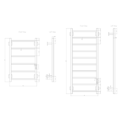 Reina Velino Dry Electric Stainless Steel Towel Radiator (2 sizes, 2 colours) - Brand New Bathrooms