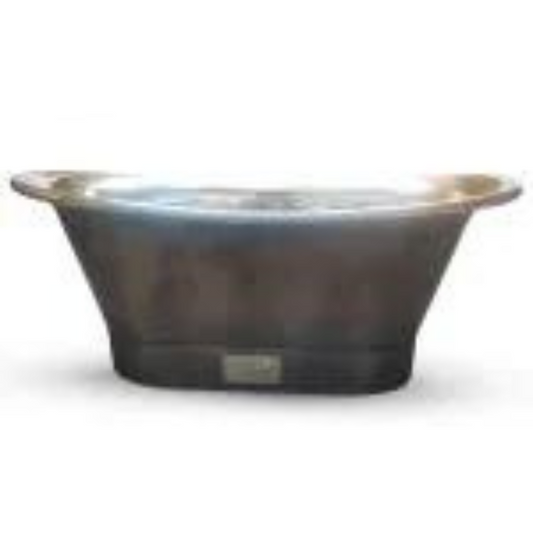 Coppersmith Creations Straight Base Copper Bathtub (Nickel Interior Finish & Patinated Lead Finish Exterior)